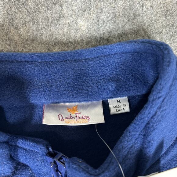 Quacker Factory Jacket Women’s Medium Blue Fleece Rhinestones Full Zip Artsy - Picture 10 of 10